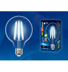 Лампа светодиодная филаментная (UL-00004863) Uniel E27 10W 4000K прозрачная LED-G95-10W/4000K/E27/CL PLS02WH