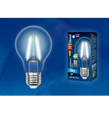 Лампа светодиодная филаментная (UL-00004867) Uniel E27 12W 4000K прозрачная LED-A60-12W/4000K/E27/CL PLS02WH