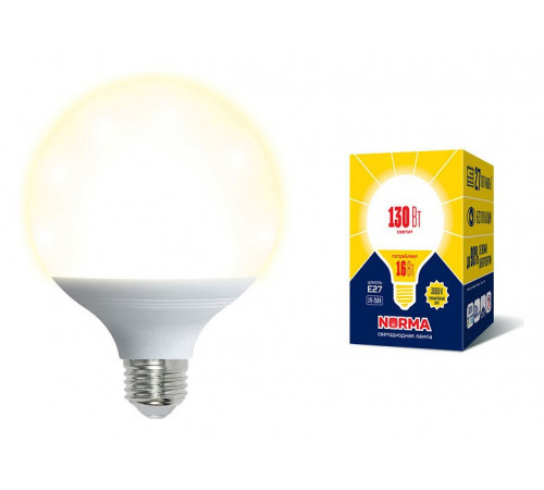 Лампа светодиодная Volpe Norma LED-G95-16W/3000K/E27/FR/NR картон UL-00004873 Лампа светодиодная Volpe Norma LED-G95-16W/3000K/E27/FR/NR картон UL-00004873