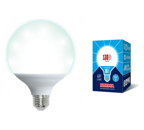 Лампа светодиодная Volpe Norma LED-G95-16W/4000K/E27/FR/NR картон UL-00004874 Лампа светодиодная Volpe Norma LED-G95-16W/4000K/E27/FR/NR картон UL-00004874