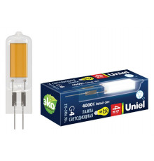 Лампа светодиодная Uniel (UL-00005066) G4 6W 4000K колба прозрачная LED-JC-220/6W/4000K/G4/CL GLZ08TR