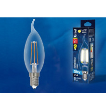 Лампа светодиодная филаментная (UL-00005168) Uniel E14 9W 3000K прозрачная LED-CW35-9W/3000K/E14/CL PLS02WH