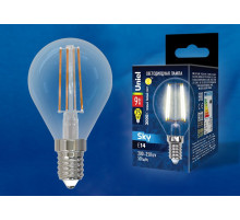 Лампа светодиодная филаментная (UL-00005172) Uniel E14 9W 3000K прозрачная LED-G45-9W/3000K/E14/CL PLS02WH