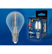Лампа светодиодная филаментная (UL-00005172) Uniel E14 9W 3000K прозрачная LED-G45-9W/3000K/E14/CL PLS02WH