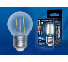 Лампа светодиодная филаментная (UL-00005174) Uniel E27 9W 3000K прозрачная LED-G45-9W/3000K/E27/CL PLS02WH