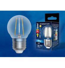 Лампа светодиодная филаментная (UL-00005174) Uniel E27 9W 3000K прозрачная LED-G45-9W/3000K/E27/CL PLS02WH