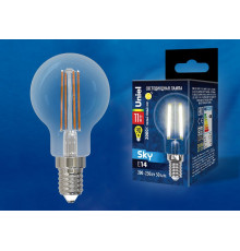 Лампа светодиодная филаментная (UL-00005176) Uniel E14 11W 3000K прозрачная LED-G45-11W/3000K/E14/CL PLS02WH