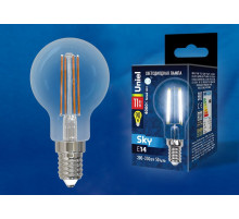 Лампа светодиодная филаментная (UL-00005177) Uniel E14 11W 4000K прозрачная LED-G45-11W/4000K/E14/CL PLS02WH