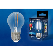 Лампа светодиодная филаментная (UL-00005179) Uniel E27 11W 4000K прозрачная LED-G45-11W/4000K/E27/CL PLS02WH