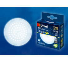 Лампа светодиодная (UL-00005313) Uniel GX53 10W 6500K матовая LED-GX53-10W/6500K/GX53/FR PLZ01WH