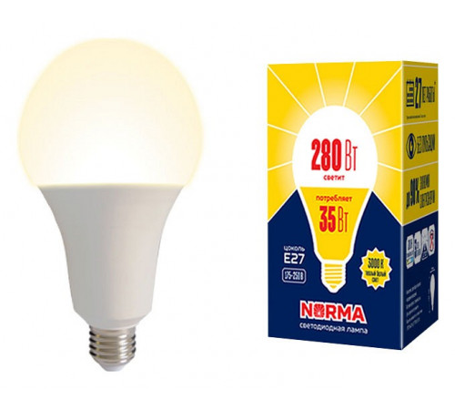 Лампа светодиодная Volpe Norma LED-A95-35W/3000K/E27/FR/NR картон UL-00005607