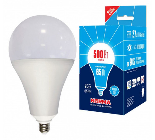 Лампа светодиодная Volpe Norma LED-A160-65W/4000K/E27/FR/NR картон UL-00005617