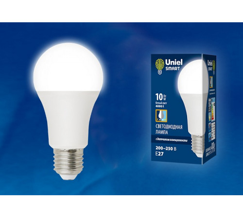 Лампа светодиодная (UL-00005710) Uniel E27 10W 4000K матовая LED-A60-10W/4000K/E27/PS PLS10WH Лампа светодиодная (UL-00005710) Uniel E27 10W 4000K матовая LED-A60-10W/4000K/E27/PS PLS10WH