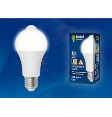 Лампа светодиодная (UL-00005713) Uniel E27 12W 4000K матовая LED-A60-12W/4000K/E27/PS+MS PLS10WH