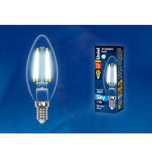 Лампа светодиодная филаментная (UL-00005900) Uniel E14 13W 4000K прозрачная LED-C35-13W/4000K/E14/CL PLS02WH