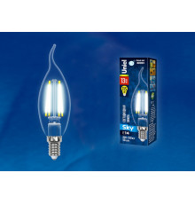 Лампа светодиодная филаментная (UL-00005904) Uniel E14 13W 4000K прозрачная LED-CW35-13W/4000K/E14/CL PLS02WH