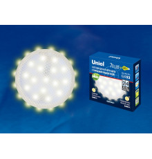 Лампа светодиодная (UL-00006500) Uniel GX53 7W 3000K призма LED-GX53-7W/3000K+3000K/GX53/PR PLB02WH