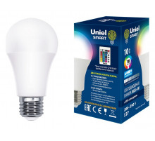 Лампа светодиодная (UL-00006530) Uniel E27 10W RGB матовая LED-A60-10W/RGB/E27/REG PLS21WH