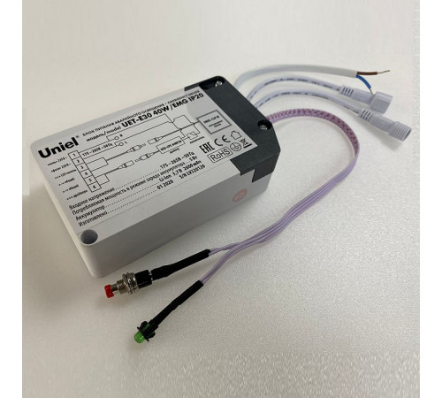 Блок аварийного питания Uniel 3,7V 40W IP20 2,6A UET-E30 40W/EMG IP20 UL-00006766 Блок аварийного питания Uniel 3,7V 40W IP20 2,6A UET-E30 40W/EMG IP20 UL-00006766