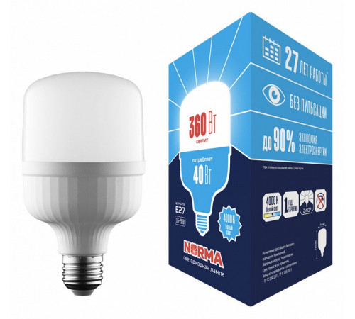 Лампа светодиодная Volpe Norma LED-M80-40W/4000K/E27/FR/NR UL-00006789 Лампа светодиодная Volpe Norma LED-M80-40W/4000K/E27/FR/NR UL-00006789