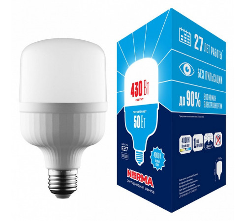 Лампа светодиодная Volpe Norma LED-M80-50W/4000K/E27/FR/NR UL-00006791 Лампа светодиодная Volpe Norma LED-M80-50W/4000K/E27/FR/NR UL-00006791
