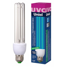 Лампа ультрафиолетовая бактерицидная (UL-00007270) Uniel E27 15W прозрачная ESL-PLD-15/UVCB/E27/CL