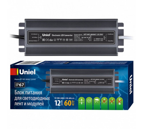 Блок питания Uniel 12V 60W IP67 5A UET-VAF-060A67 12V IP67 UL-00007575 Блок питания Uniel 12V 60W IP67 5A UET-VAF-060A67 12V IP67 UL-00007575