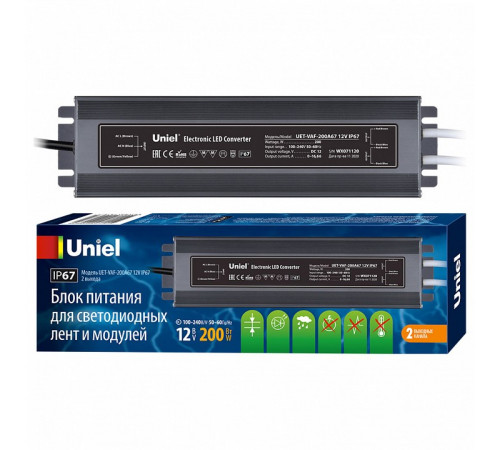 Блок питания Uniel 12V 200W IP67 16,7A UET-VAF-200A67 12V IP67 UL-00007579 Блок питания Uniel 12V 200W IP67 16,7A UET-VAF-200A67 12V IP67 UL-00007579