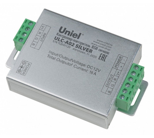 Контроллер-повторитель RGB сигнала Uniel ULC-A02 Silver UL-00008010 Контроллер-повторитель RGB сигнала Uniel ULC-A02 Silver UL-00008010