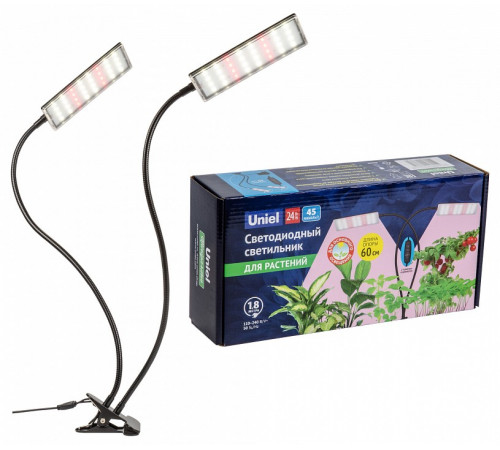 Светодиодный светильник для растений Uniel ULT-P37-24W/SPFB/TM/60 IP40 BLACK TWIN UL-00010378