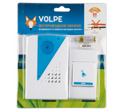 Беспроводной звонок Volpe UDB-Q031 W-R1T1-32S-100M-WH UL-00010593 Беспроводной звонок Volpe UDB-Q031 W-R1T1-32S-100M-WH UL-00010593