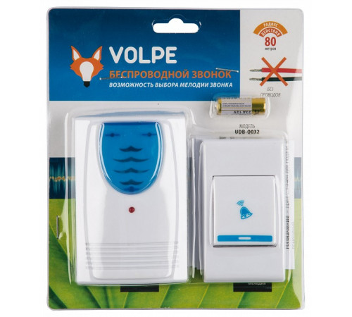 Беспроводной звонок Volpe UDB-Q032 W-R1T1-32S-100M-WH UL-00010594 Беспроводной звонок Volpe UDB-Q032 W-R1T1-32S-100M-WH UL-00010594