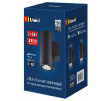 Уличный настенный светильник Uniel ULU-S22D-2x12W/2700K IP65 BLACK UL-00010847
