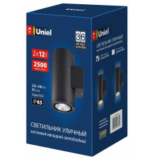 Уличный настенный светильник Uniel ULU-S22D-2x12W/2700K IP65 BLACK UL-00010847