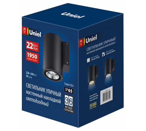 Уличный настенный светильник Uniel ULU-S21С-22W/6400K IP65 BLACK UL-00010850 Уличный настенный светильник Uniel ULU-S21С-22W/6400K IP65 BLACK UL-00010850