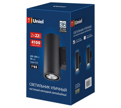 Уличный настенный светильник Uniel ULU-S22D-2x22W/2700K IP65 BLACK UL-00010851 Уличный настенный светильник Uniel ULU-S22D-2x22W/2700K IP65 BLACK UL-00010851