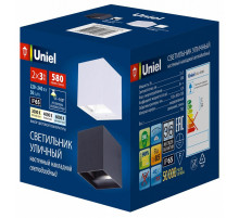 Уличный настенный светильник Uniel ULU-S55B-2x3W/3000K+4000K+6000K IP65 BLACK UL-00010853