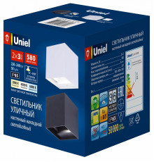 Уличный настенный светильник Uniel ULU-S55B-2x3W/3000K+4000K+6000K IP65 BLACK UL-00010853
