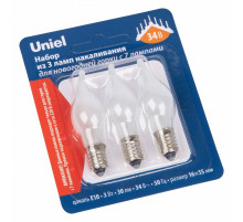 Лампа накаливания Uniel IL-CW16-FR-03/E10/34V SET3 BLISTER UL-00010987