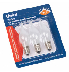 Лампа накаливания Uniel IL-CW16-FR-03/E10/34V SET3 BLISTER UL-00010987