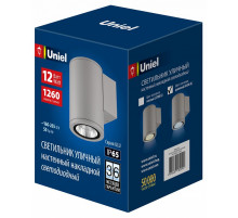 Уличный настенный светильник Uniel ULU-S21С-12W/6400K IP65 LIGHT GREY UL-00011081