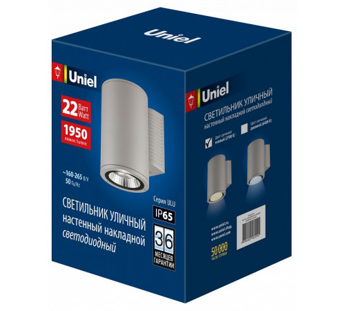 Уличный настенный светильник Uniel ULU-S21С-22W/2700K IP65 LIGHT GREY UL-00011082
