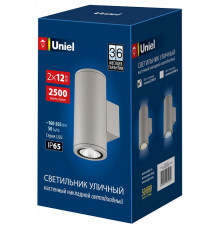 Уличный настенный светильник Uniel ULU-S22D-2x12W/2700K IP65 LIGHT GREY UL-00011084