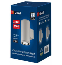 Уличный настенный светильник Uniel ULU-S22D-2x12W/6400K IP65 LIGHT GREY UL-00011085