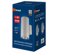Уличный настенный светильник Uniel ULU-S22D-2x22W/2700K IP65 LIGHT GREY UL-00011086