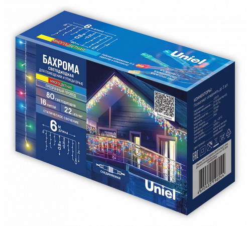 Гирлянда Бахрома Uniel ULD-B6006-080/STK MULTI IP44 UL-00012072