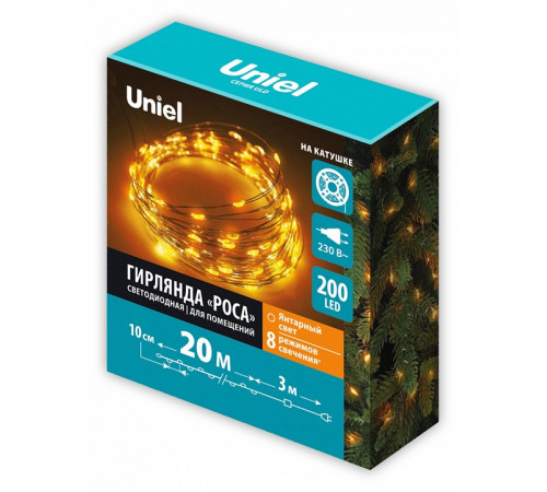 Гирлянда Роса Uniel ULD-S2000-200/DTA AMBER IP20 DEW UL-00012077 Гирлянда Роса Uniel ULD-S2000-200/DTA AMBER IP20 DEW UL-00012077