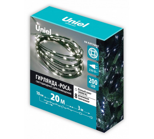 Гирлянда Роса Uniel ULD-S2000-200/DGA WHITE IP20 DEW UL-00012078 Гирлянда Роса Uniel ULD-S2000-200/DGA WHITE IP20 DEW UL-00012078