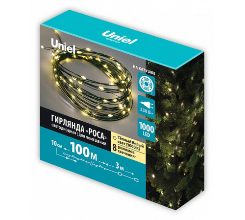 Гирлянда Роса Uniel ULD-S10000-1000/DGA WARM WHITE IP20 DEW UL-00012089 Гирлянда Роса Uniel ULD-S10000-1000/DGA WARM WHITE IP20 DEW UL-00012089