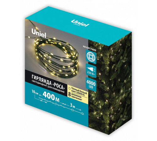 Гирлянда Роса Uniel ULD-S40000-4000/DGA WARM WHITE IP20 DEW UL-00012094 Гирлянда Роса Uniel ULD-S40000-4000/DGA WARM WHITE IP20 DEW UL-00012094